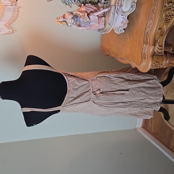 Beige embroidered 90s rayon dress - Picture 3 of 5